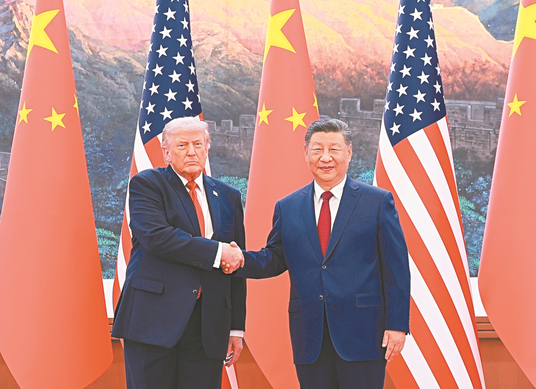 5月14日上午,国家主席习近平在北京人民大会堂同来华进行国事访问的美国总统特朗普举行会谈。 新华社 发